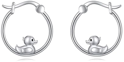 POPLYKE Ente Ohrringe für Frauen Sterling Silber Ente Hoop Ohrringe Tierschmuck Geschenk für Mädchen (Ente)