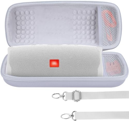 Lebakort Hart Reise Schutz Hülle Etui Tasche für JBL Charge 5 Charge 4 Bluetooth Wasserdichter Portabler Kabellos Lautsprecher (Weiß)