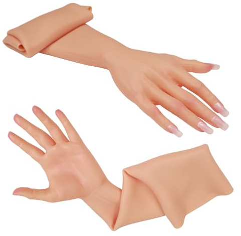 MOTLEYBEAN Realistic Skin Silicone Gloves 60 cm Female Silicone Gloves for Transgender Drag Queen Burn Cover The Scar, Naked, Erwachsener