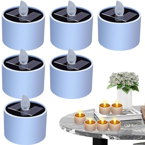 Eteslot solar teelicht außen, solar kerzen outdoor, solarkerzen außen wasserdicht, 6 Stück solarbetriebene wasserdichte, wiederverwendbare Gartenlaterne, dekorative Solarleuchten