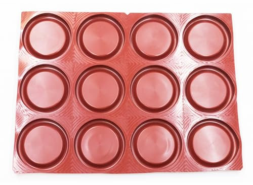 Maé - Moule à Tarte Easy Tarte Rond 12 Alvéoles 400x300mm - Fabriqué en Silicone Alimentaire Premium Anti-Adhérent - Souple, Démoulage Facile et Net - 58ml