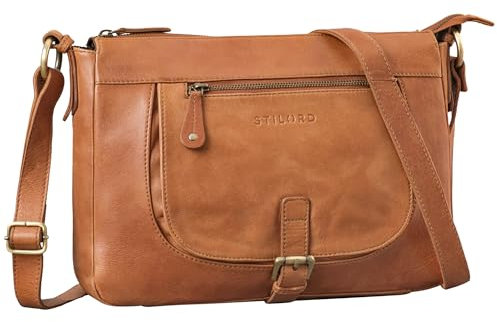 STILORD 'Odette' Leder Handtasche Damen Umhängetasche Vintage Tasche Crossbody Bag Schultertaschen Retro Umhängetasche Frauen Ledertasche, Farbe:Rustico - braun