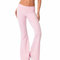 Women's Low Rise Fold Over Flare Leggings,Solid Casual Comfortable Slim Fit Yoga Pants,Stretchy Jogger Sweatpants (Pink,M)