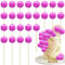 Ephlyn 24Pcs Mini Disco Ball Cupcake Toppers - Disco Theme Cake Decorations for 70s Party - Purple