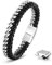XUANPAI Armband Herren Lederarmband Edelstahl für Männer - Herrenarmbänder Schwarz Armkette Herren Premium Echtlederarmband Geschenke für Sohn Papa Bruder Ehemann mit Schmuckschachtel