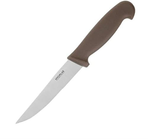 Hygiplas Vegetable Knife Serrated Brown 10.5cm - Strong and Durable Stainless Steel Blade Kitchen Knife for Vegetables FX125