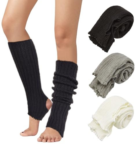 UILYNIU 3 Pares Calentadores de Piernas Largo, Calentadores de Ballet para Mujer y Niña, Invierno Legwarmers para Botas Botines Suaves Calentadores de Piernas para Yoga Ballet Dance