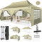 COBIZI Pavillon 3x6, Faltpavillon 3x6 Wasserdicht Stabil Winterfest, Sofort aufklappbare Vordächer Outdoor Gartenzelt mit 6 Seitenteilen, für Party Garten Festival, Khaki