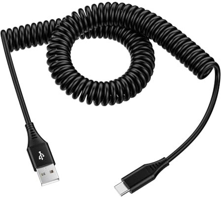 Spiralkabel USB A auf USB C [0.5m-1.8m] USB C Ladekabel Lpiralkabel Schnellladekabel Android Auto Ladekabel für Samsung Galaxy S25 25+ S24 S23 S22 S21 A55 A25 iPhone 16/15 Pro Max, Xiaomi Google Pixe
