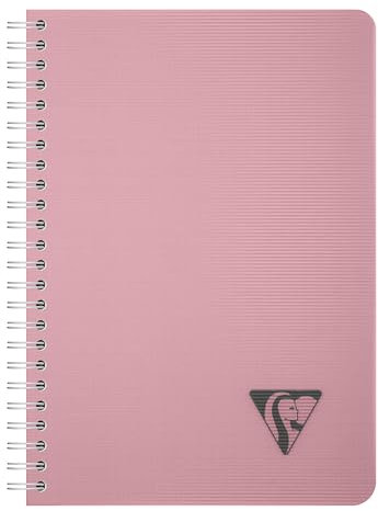 Clairefontaine 327504C Collection Linicolor ESSENCE Un Carnet à Spirale - A5 14,8x21 cm - 180 Pages Petits Carreaux - Papier Blanc 90 g - Couverture Polypro Transparent - Rose Pétale
