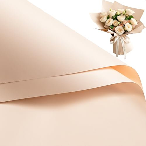 RUSPEPA 20 Blatt Blumenpapier, wasserfestes Geschenkpapier für Blumensträuße, Verpackung für Floristenbedarf für Geburtstage, Partys, Hochzeiten und Bastelarbeiten – Champagner