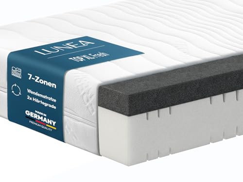 Lunea Möbel Matratze 90x200 cm H2/H3/H4/H5 – 7-Zonen Wendematratze Kaltschaum – 24 cm hoch – orthopädisch & ergonomisch – hart/weich – Öko-Tex Zertifiziert Schlafkomfort