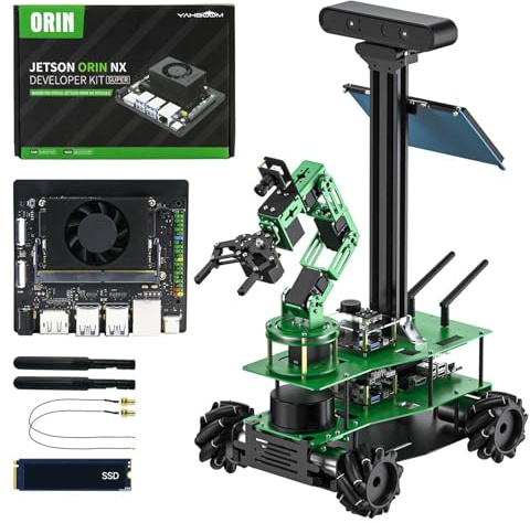 Yahboom Jetson Orin NX SUPER Robot Kit 6DOF Robot Arm, ROS Programm, Remote Control, 3D Mapping Navigation, Ubuntu AI Programming, Voice Recognition (Ver-X3-Plus-With-Orin-NX(8GB))