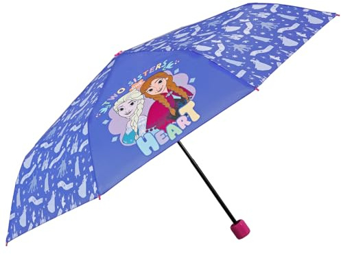 PERLETTI Regenschirm Taschenschirm die Eiskönigin II Kleine Mädchen - Disney Frozen 2 Kinderschirm mit Elsa Anna Olaf - Reise Mini Kinder Schirm Klein Kind 7+ Jahre - Durchmesser 91 cm