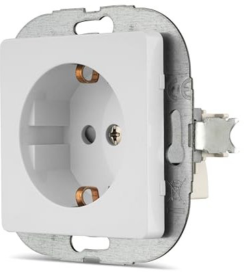 REV Série d'interrupteurs Nova - Prise avec couvercle, encastré, protection de contact accrue, blanc