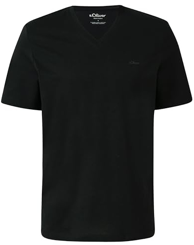 s.Oliver Herren T-Shirt – Regular Fit, V-Ausschnitt, Logo, Jersey