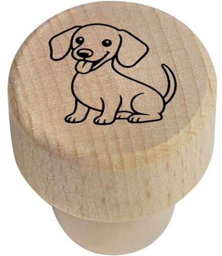 19mm 'Miniature Dachshund Dog' Wooden Bottle Stopper/Cork (BS00032361)