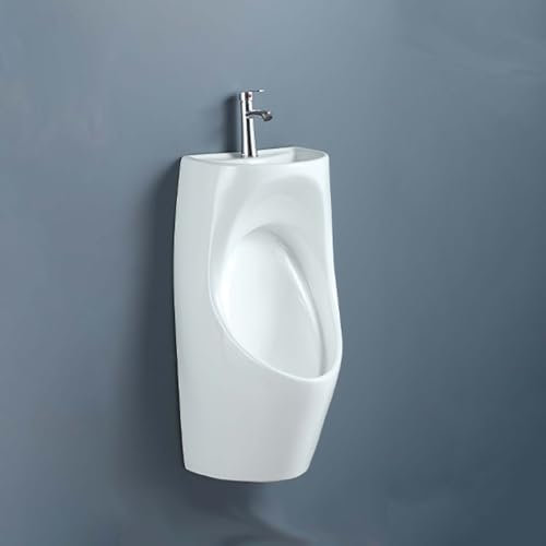 Keramik Urinal Wand Pissoir Modernes Steh Klo 2-in-1-Typ Urinalbecken Mit Waschbecken Und Wasserhahn Pisuar For Zuhause, Wohnheim, Garten, Wohnmobil 36x35x74cm
