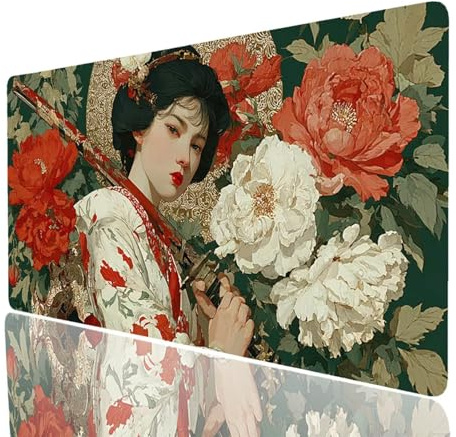 Japon Tapis de Souris Femme Imperméable Tapis de Souris XXL 1000x500x3mm, Gaming Mouse Pad Améliorer la Précision et la Vitesse, Mouse Pad pour Bureau Gamer Clavier sans Fil Pc Portable Model-5709