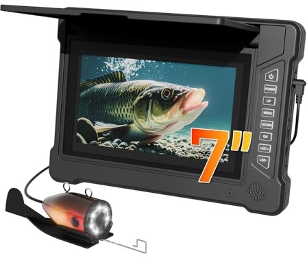 Ecoscandaglio da Pesca Telecamera subacquea 7 Impermeabile IP68 Cercatore Cavo per pesca in Mare, Lago, Fiume e Ghiaccio (30M)