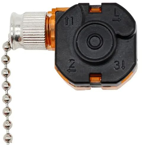 Peosaard Interrupteur de ventilateur à 3 vitesses, interrupteur à chaîne de traction pour ventilateur plafond, 4 fils, 3 vitesses, pièces rechange compatibles avec les ventilateurs plafond, lampes mu