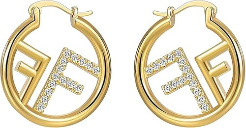 Hypoallergene Ohrringe mit dem Buchstaben F für Damen – Designer-Ohrringe mit Diamanten, trendigem Logo, luxuriöser Initiale für den Alltag/Hochzeit/Valentinstag
