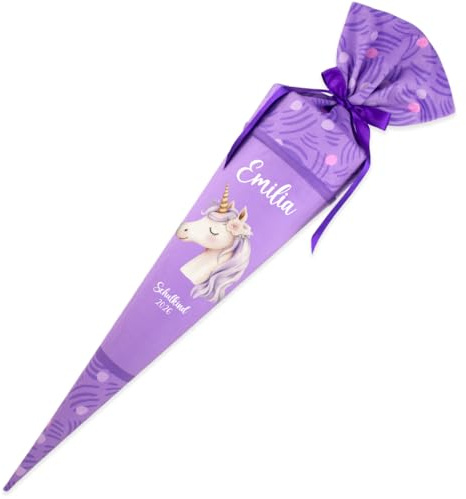 Dein Lieblingsteil Deine Schultüte aus Stoff Kuschel Velvet Wunschmotiv individualisierbar mit Wunschname personalisierbar 70 cm 85 cm – Mädchen (Modell 15: Einhorn, 85 cm ohne Kissen)