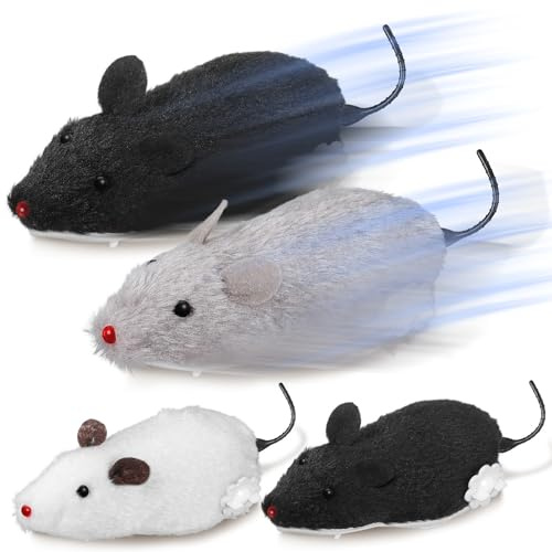 COOPHYA 4pcs Wind up Mouse for Cats Plush and Plastic Material Safe for Cats No Batteries Needed for Indoor Play Random Color