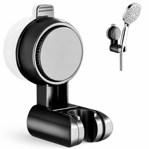 Suction Cup Shower Head Holder, Height & Angle Adjustable | Replacement Shower Holder, No Drilling, Universal, Removable, Stick on Head Bracket, Bathroom & Shower Fixture