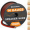InstallGear 14 Gauge AWG 100ft Speaker Wire Cable - Red/Black with 12 Banana Plugs