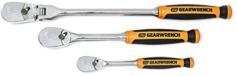 GEARWRENCH 3 Pc 1/4, 3/8 Drive Mixed Ratchet Set, 90 Tooth Cushion Grip - 81203T