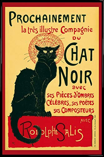 1art1 Theophile Alexandre Steinlen Poster Plakat | Bild und Kunststoff-Rahmen - Chat Noir, Schwarze Katze (91 x 61cm)