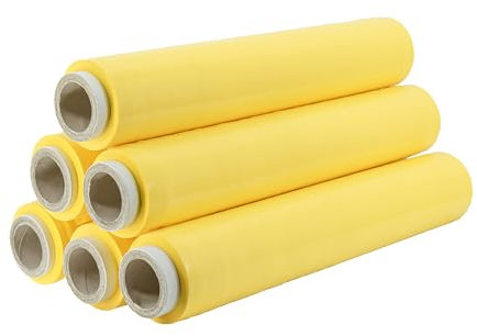 IMBALLAGGI 2000 - Film Estensibile Imballaggio Giallo, 6 Rotoli 160Mx30MYx50H cm per Imballaggio Multiuso - Pellicola Imballaggio Extra Resistente, Rotoli Imballaggio per Spedizioni e Trasloco
