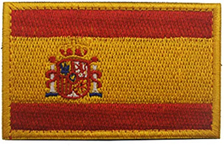 Parche con la bandera de España bordado para planchar en el parche para coser - Emblema táctico moral militar Parches divertidos Insignias Apliques con gancho de sujeción y respaldo de bucle