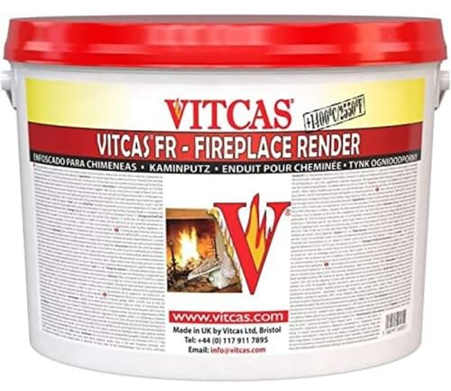 Vitacs -10kg Fireplace Render -Smooth Consistency- Easy to Apply - High Temperature Resistance of up to 1400°C /2550°F -Used As a Base Coat for The Plaster Finish Coat