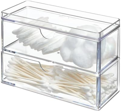 iDesign The Home Edit Mini organizer a 2 cassetti in plastica riciclata trasparente