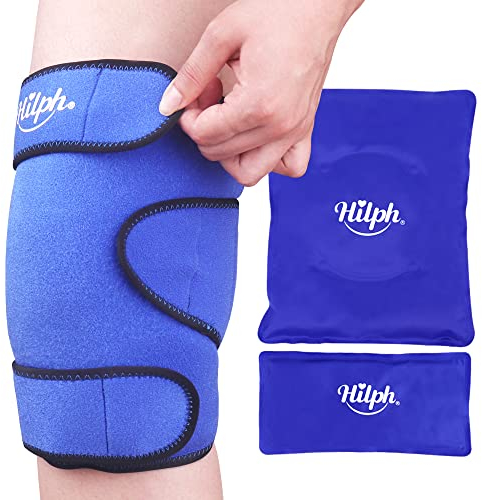 Hilph Knee Ice Pack Wrap, Reusable Ice Pack for Pain Relief & Knee Replacement Surgery, Hot Cold Compress Therapy Gel for Sport Injuries, Bursitis, Meniscus Tear, Arthritis - Blue