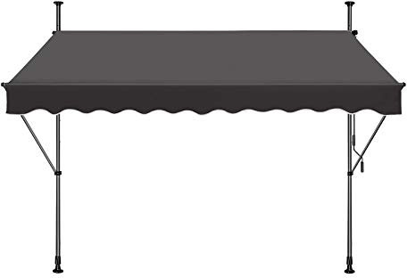 NAIZY Klemmmarkise Balkonmarkise Einziehbar Balkon-Sichtschutz Balkonbespannung Witterungsbeständig und Wasserabweisend mit UV-beständig und höhenverstellbar Größen (Dunkelgrau | 350 * 120cm)