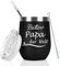 Livole Papa Geschenk Vatertag, Bester Papa der Welt, Weihnachtsgeschenke für, Vater, Väter, Ehemann, Vater Tochter Tasse Geburtstagsgeschenk, Edelstahl Weinbecher, 12oz 350ml Doppelwandig Weinglas