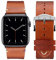 Eternel - Cinturino Vintage Logan honey compatibile con Apple Watch 38/40/41/42 mm adattatori alluminio grigio siderale/mezzanotte - Fatta a mano in Francia - Compatibile tutti Apple Watch