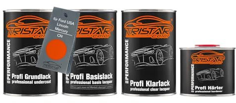 TRISTARcolor Peinture voiture Kit pot prêt à la pulvérisation pour Ford USA/Lincoln/Mercury CN Code Orange peinture de fond + peinture de base + vernis clair 2K 3,5 L