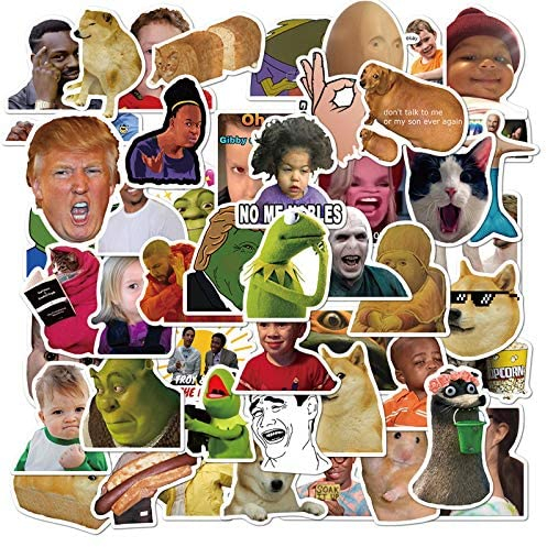 LYLSDSB 50 Stück Funny Meme Aufkleber Vinyl wasserdichte Classic Meme Sticker für Laptop Fahrrad Skateboard HydroFlask Scrapbook Gepäck iPhone Wasserflaschen Auto Stickers für Jugendliche Kinder