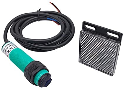 Reflektor-Lichtschranke 6-36 Volt DC PNP NO, Ø 18mm Reflexions-Lichtschranke Lichtschranke mit Spiegel IR-Lichtschranke bis zu 2 Meter (Reflektions-Lichtschranke 2 Meter, Ø 18mm, PNP NO)