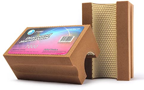 Boxonly Bloques de lijado para pulido de grano 7000 V30, almohadillas de mano para pulido de diamante para molienda de vidrio de mármol de granito