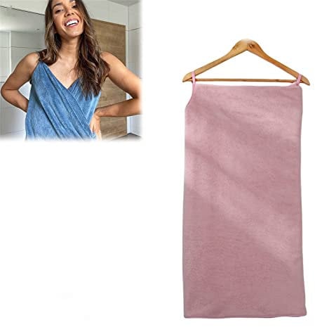 Bathtee-Ultra Soft Wearable Bath Towel, Coral Velvet Absorbent Women's Sling Thickened Bath Towel, Shoulder Straps Wearable Women Wrap Bath Towel Beach (Pink)