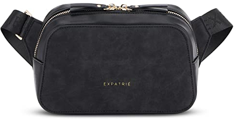 Expatrié Umhängetasche Damen Schwarz - Fleur - Elegante Crossbody Bag aus PU Leder - Kleine Handtasche zum Ausgehen Feiern Freizeit - One Size