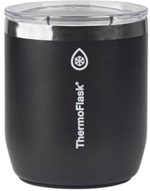 Thermoflask Drinkware Lowball Tumbler - Bicchiere a doppia parete per bevande fredde e calde, leggero e semplice, con coperchio, tazza moderna e resistente, 283,5 g, nero corvino