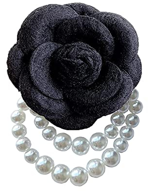 Broche en Laine Camélia Fleur Perles Pompon Tissu Fleurs Broche Classique Mariage Fête Danse Banquet pour Femme Élégante Épinglettes Robe Costume Cérémonie Vêtements Accessoires, Tissu, Perle