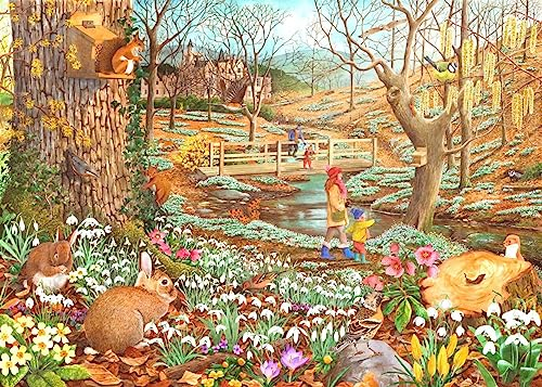 The House of Puzzles - Snowdrop Walk Jigsaw - Big 500 Piece Jigsaws For Adults, Extra Large Pieces Artist Illustrated, Scenic Landscape, Deluxe Puzzle Gifts