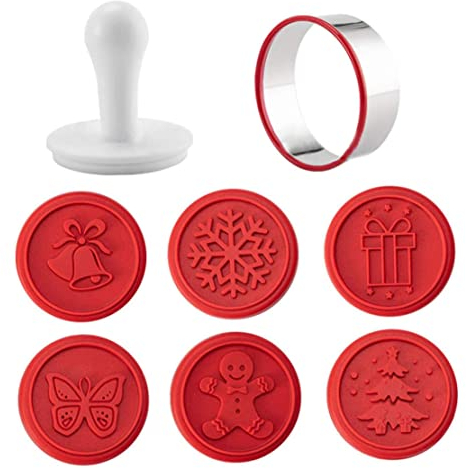 Set timbri in silicone per biscotti, timbro personalizzato per biscotti natalizi, tagliabiscotti autunnali, timbri per fondente per pasticceria, tagliabiscotti in rilievo stampabili in 3D(rosso)